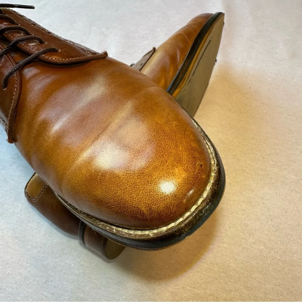 JOHNSTON & MURPHY BROWN LEATHER MENS OXFORD DRESS SHOE : GOOD COND